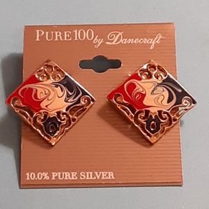A683 earings. Pure 100 by Danecraft. 7/8" SQUARE